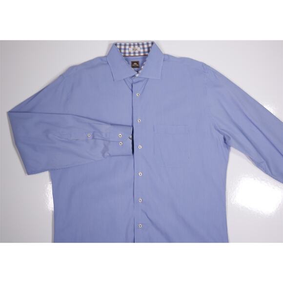 Peter Millar Blue Thin Striped Cotton Button-Up Dress Shirt Men's Large - Picture 3 of 5